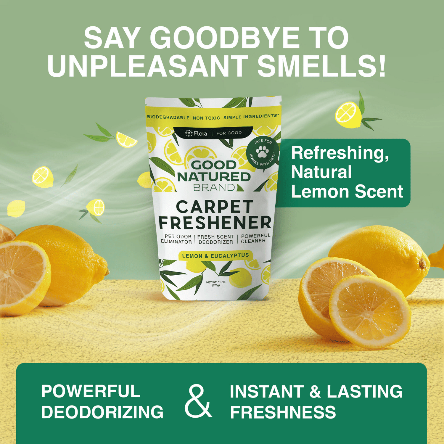 Carpet Freshener & Deodorizer Powder - Lemon & Eucalyptus | 31oz